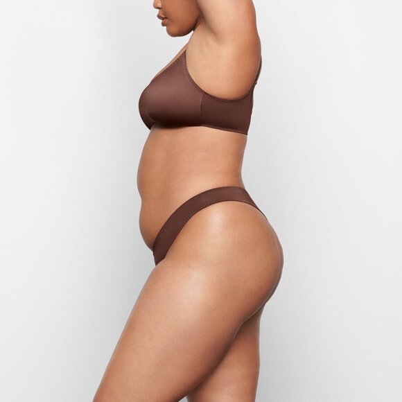 SKIMS Stretch Satin Scoop Neck Bralette + Cheeky‎ Tanga Cocoa 4X - Picture 15 of 15